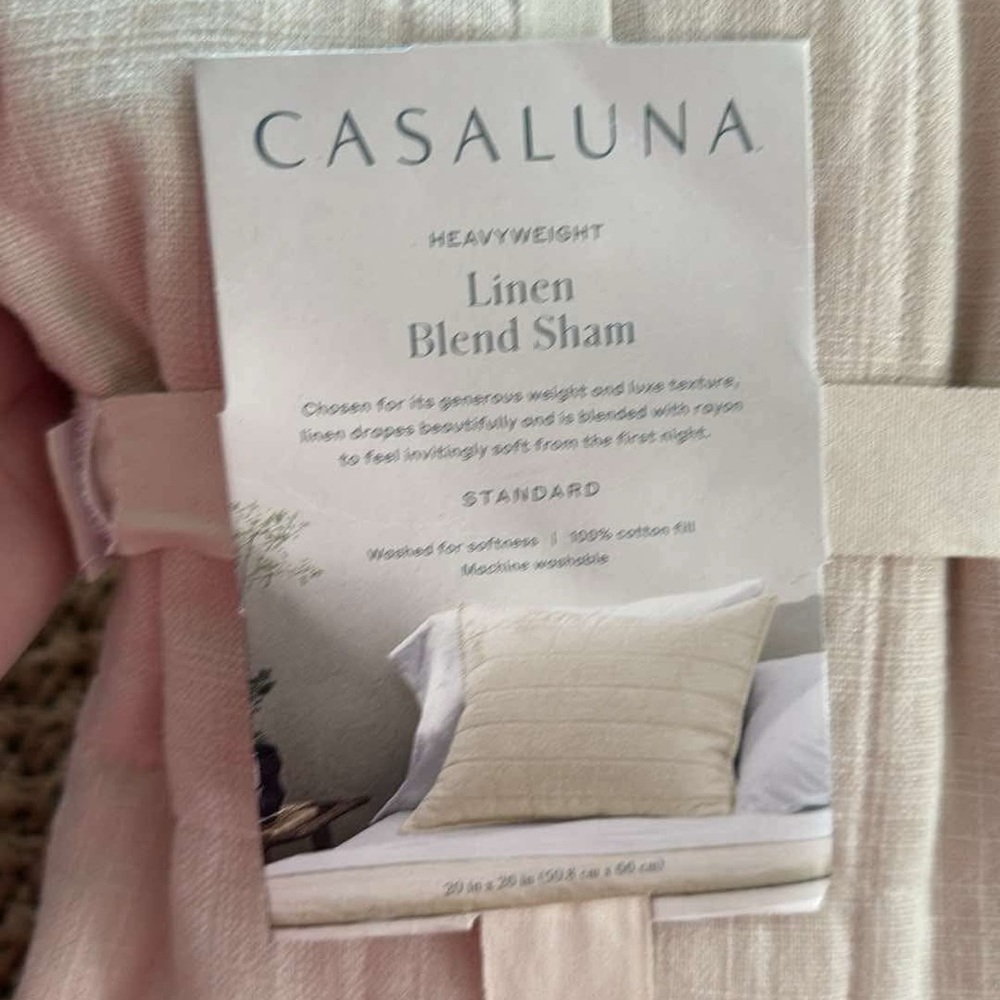 Casaluna Heavyweight Linen Blend Sham - Cream 2pack NEW